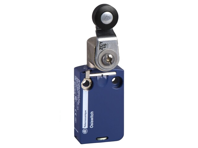 Eindschakelaar; hefboom R 34,4mm, kunststof rol Ø16mm; NO + NC Eindschakelaar; hefboom R 34,4mm, kunststof rol Ø16mm; NO + NC